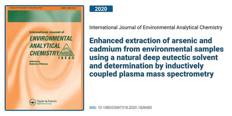 Enhanced extraction of arsenic and cadmium from environmental samples using a natural deep eutectic solvent and determination by inductively coupled plasma mass spectrometry